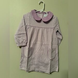 Little English Striped Purple Dress with Peter Pan Collar